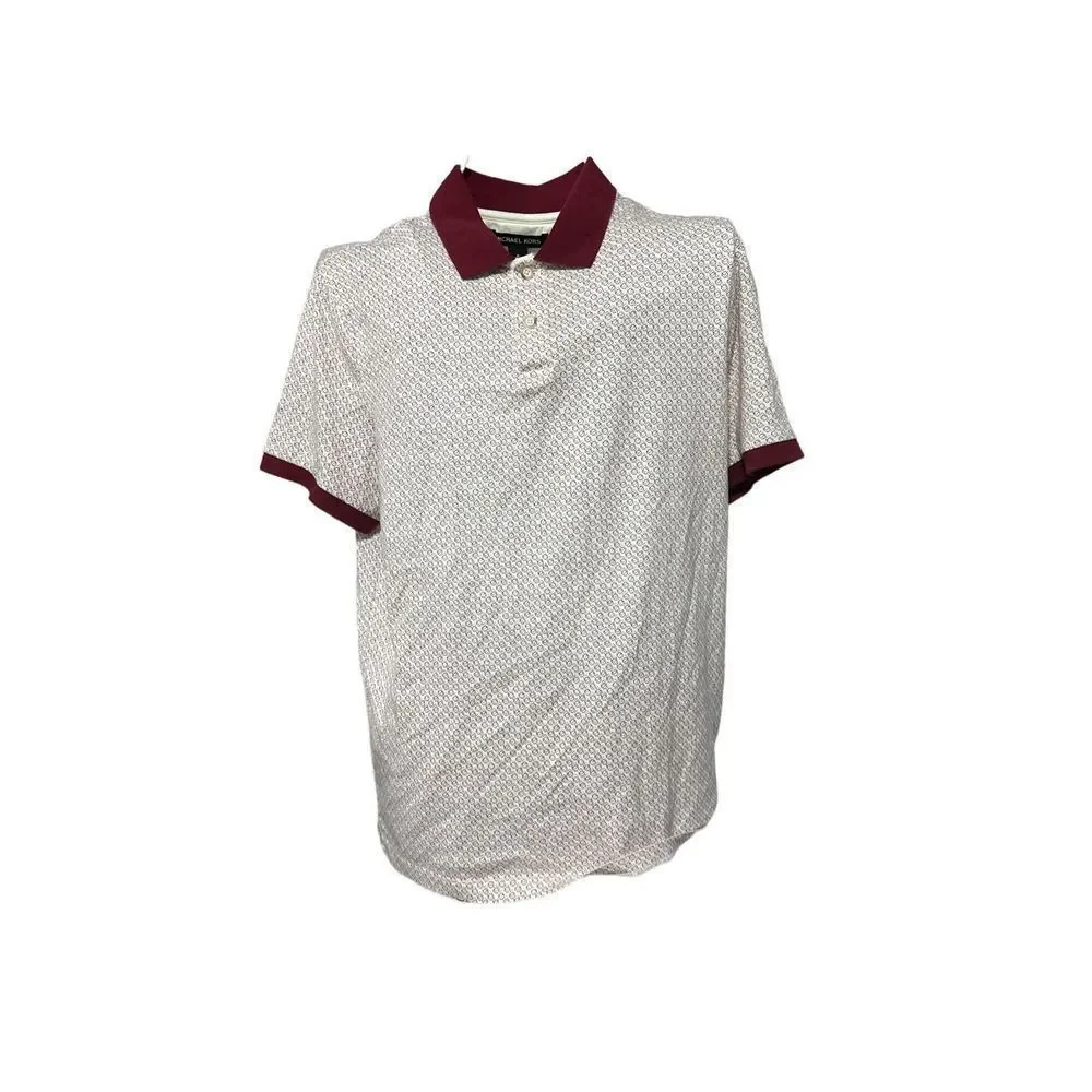 EUC Men CREAM and burgundy colored  MK polo. Mens medium . With MK LOGO